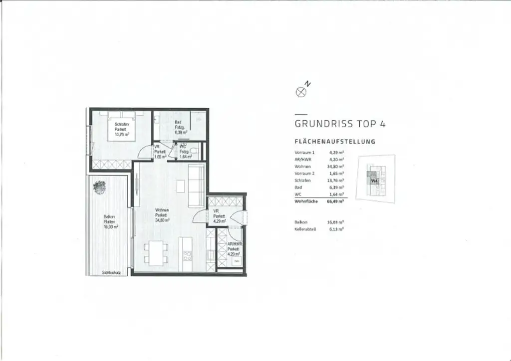 Plan - Wohnen am Fuße des Gaisberges - Geräumige 2 Zimmer Wohnung mit großem Balkon Kauf Parsch Salzburg