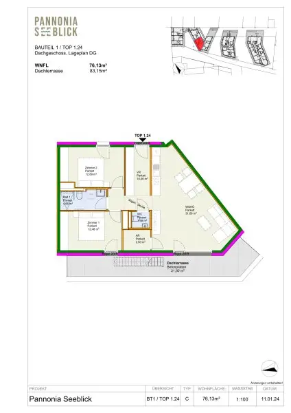 Pannonia Seeblick - Provisionsfreier Erstbezug // 3 Zimmer // Freiflächen