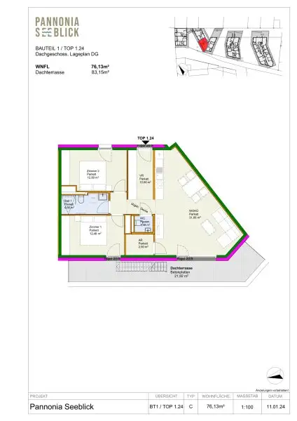 Pannonia Seeblick - Provisionsfreier Erstbezug // 3 Zimmer // Freiflächen