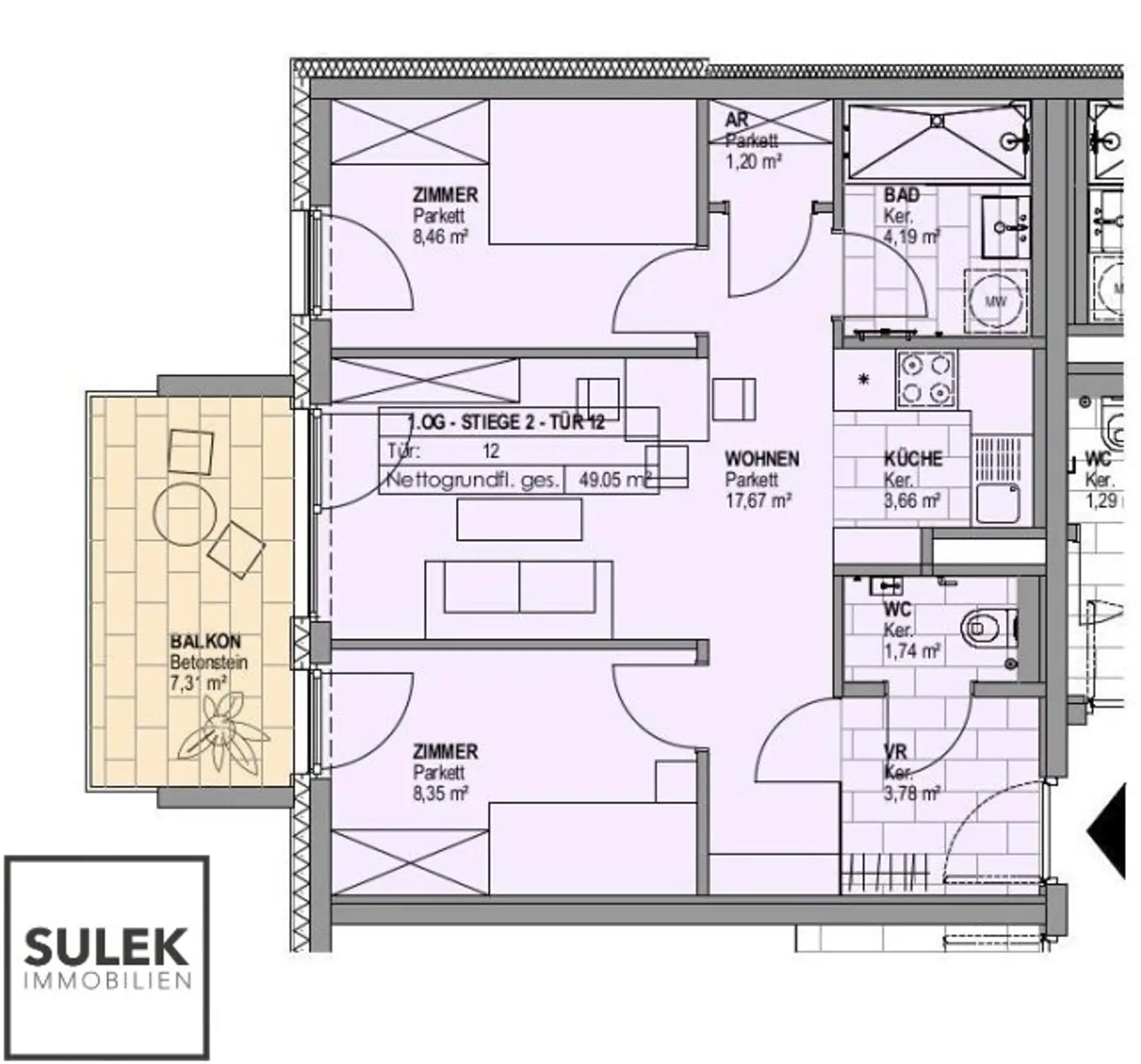 Margartetenstraße: ruhige Neubauwohnung - ideale 2er WG Wohnung mit Balkon - ab