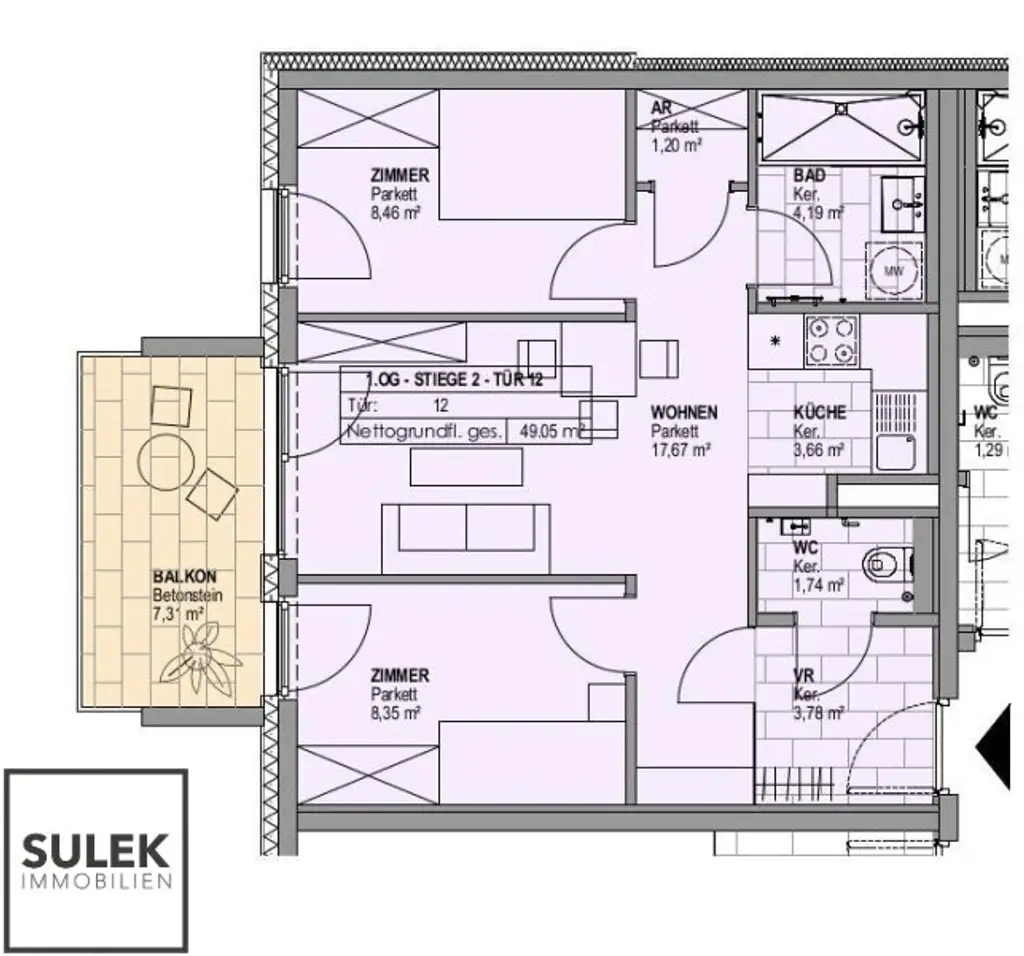 Margartetenstraße: ruhige Neubauwohnung - ideale 2er WG Wohnung mit Balkon - ab
