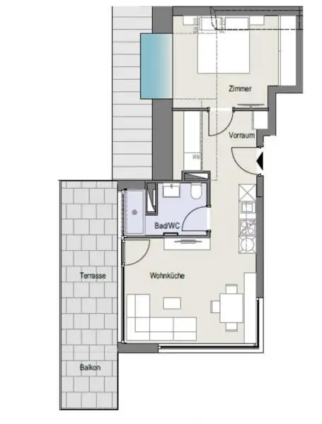 UNBEFRISTET: 2-Zimmer-DG inkl. großer Terrasse ab NOVEMBER!