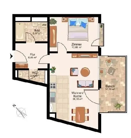 2-Zimmer-Wohnung mit TG-Platz im Zentrum von Innsbruck