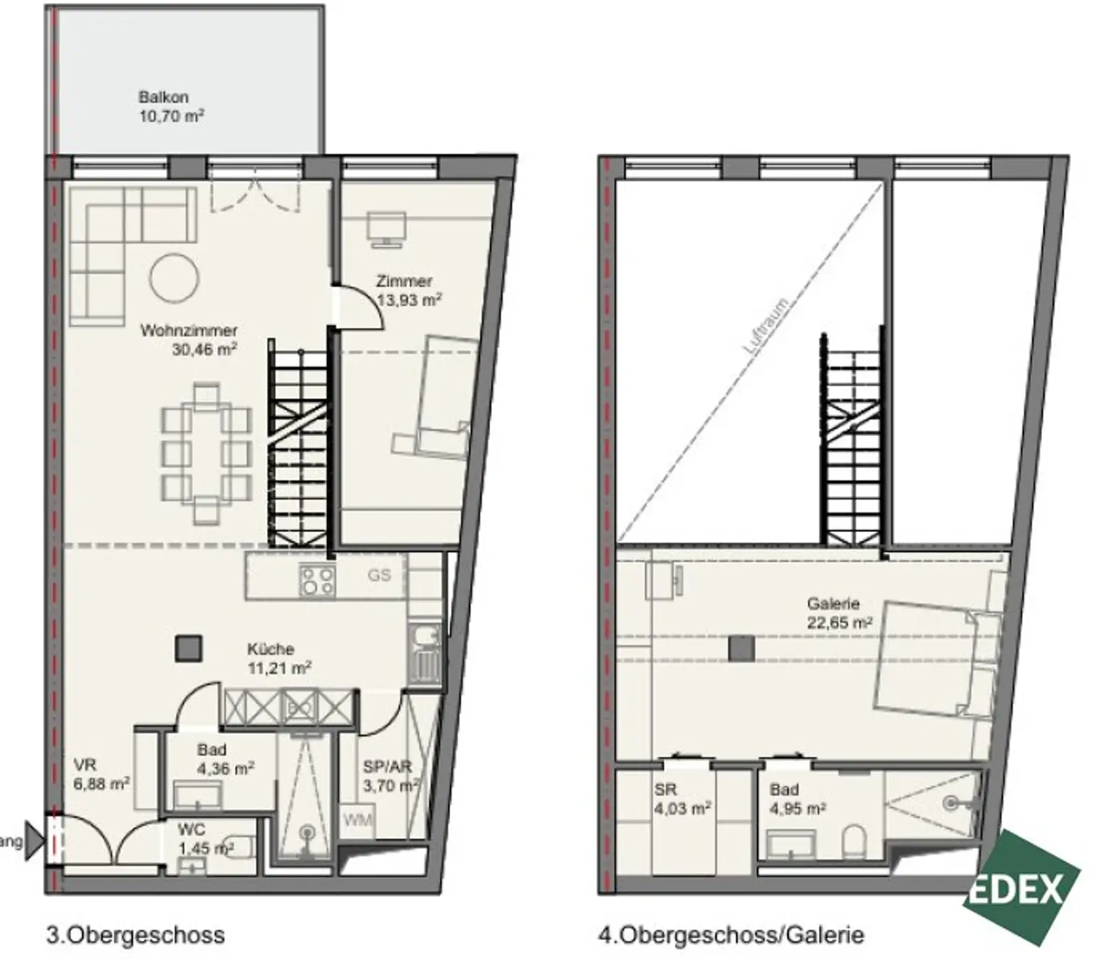 Erstbezug: Moderne Wohnung mit Galerie, Balkon und offener Raumgestaltung