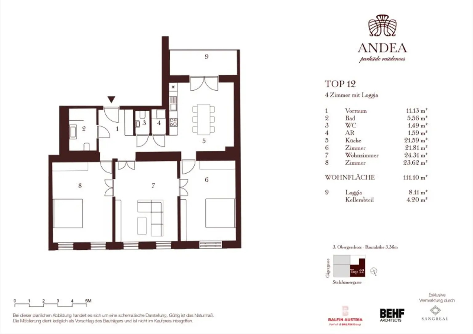 Prunkvolle 4-Zimmer-Wohnung mit Loggia - ANDEA Parkside Residences