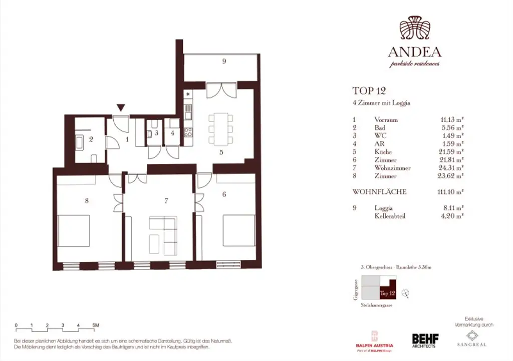 Prunkvolle 4-Zimmer-Wohnung mit Loggia - ANDEA Parkside Residences