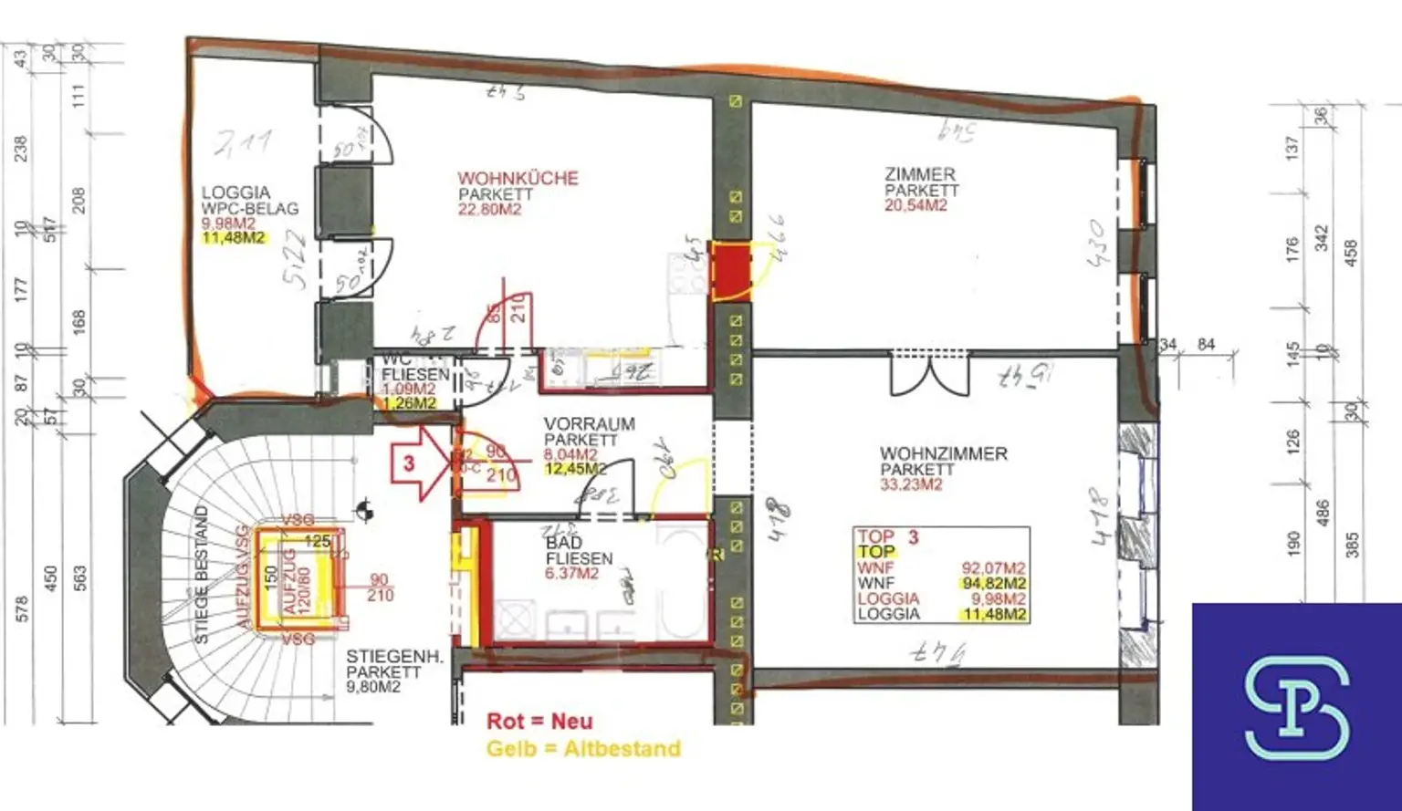 Provisionsfrei: Unbefristeter 98m² Altbau mit 11m² Süd-Loggia und Einbauküche - 1070 Wien!
