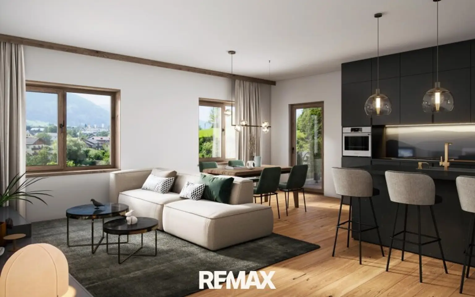 Visualisierung Wohn-Ess-Küchenbereich