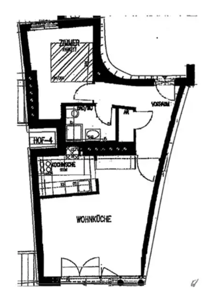 SALZTORGASSE, DONAUKANAL-NÄHE, 51 m2 Neubau mit Stehbalkon, 2 Zimmer, Komplettküche, Wannenbad, Parketten, Fernblick