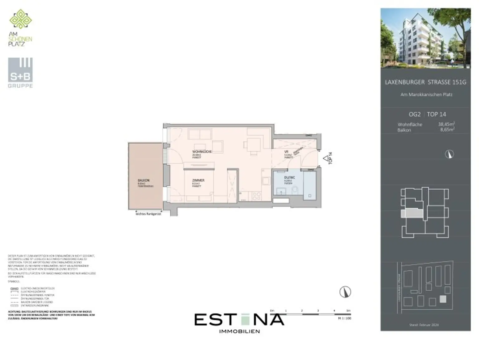 Nähe Erholungsgebiet Wienerberg - Pärchenwohnung mit Balkon