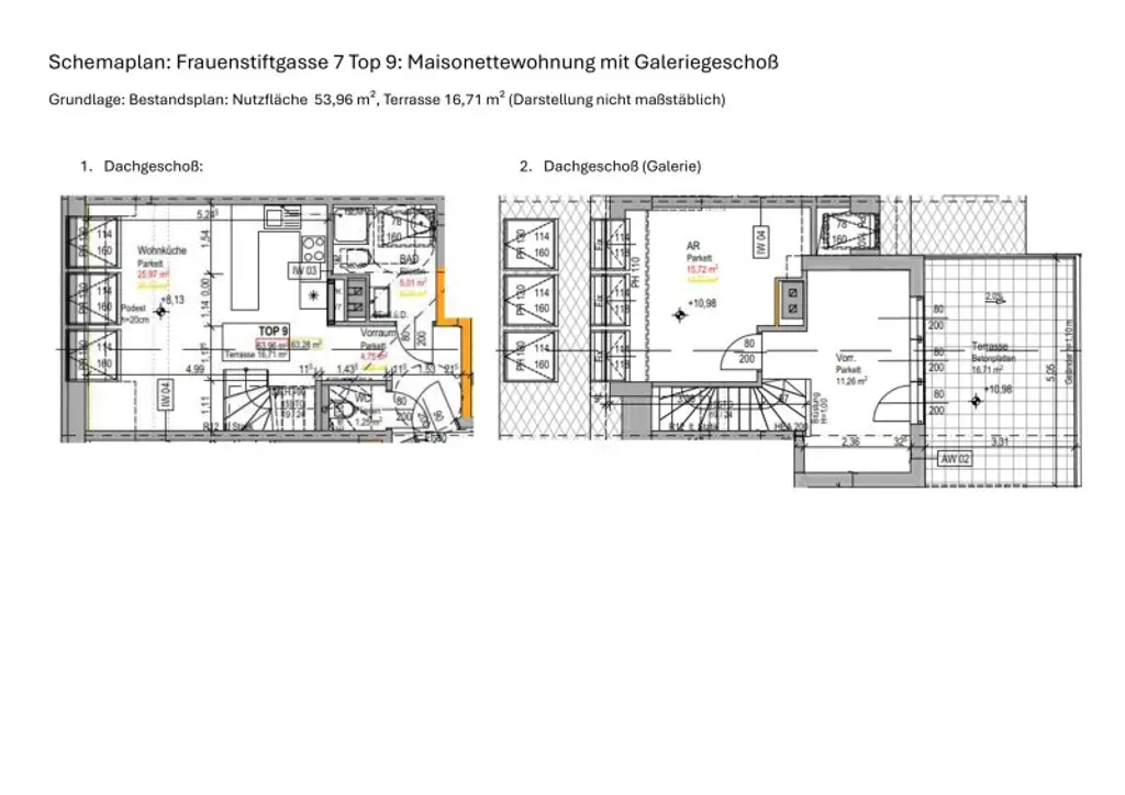 2 Zimmer DG Wohnung mit separatem Arbeitsbereich - großzügige Terrasse & Klimaanlage - Erstbezug - UNBEFRISTETE Mietdauer