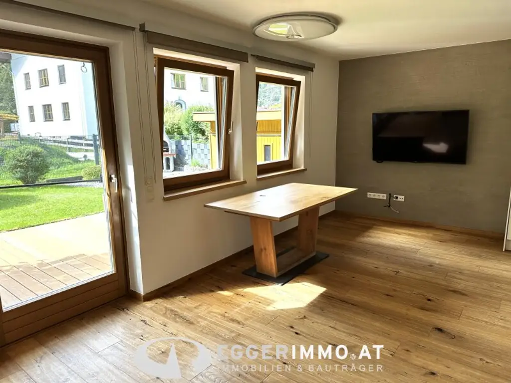 5710 Kaprun: Rent: Garden Apartment; Falkenbachwandgasse, 3-room apartment on 2 floors, partially furnished! Fireplace! Parkingplace