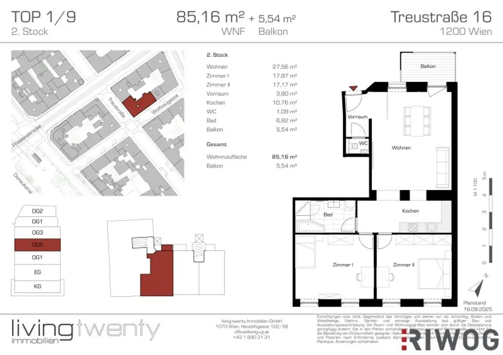 INITIATIVE TOP 100 - RAUS AUS GAS | 3-Zimmer Altbauwohnung mit Innenhofbalkon nahe dem Augarten | Erstbezug nach Sanierung
