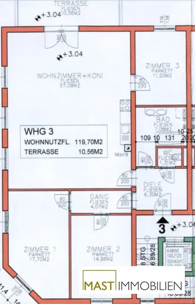 Optimal aufgeteilte 4 - Zimmer Wohnung inkl. Einbauküche & Balkon in Guntramsdorf