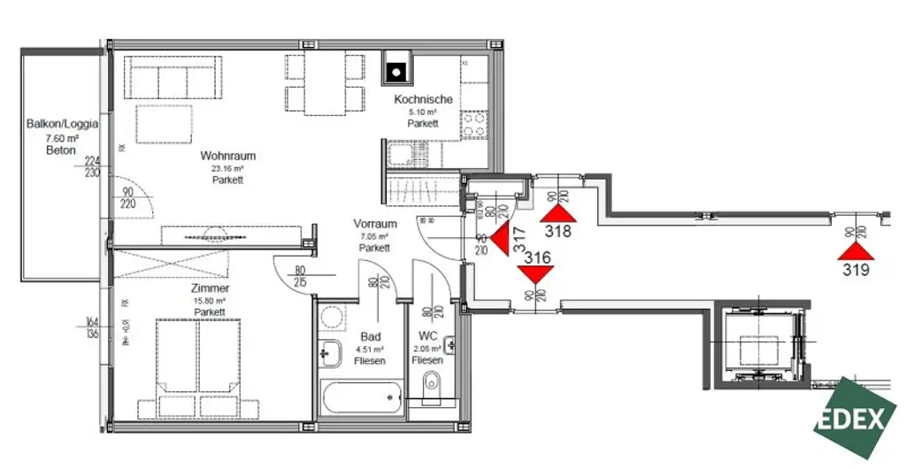 Attraktive 2-Zimmer-Wohnung mit Balkon nahe Vetmeduni