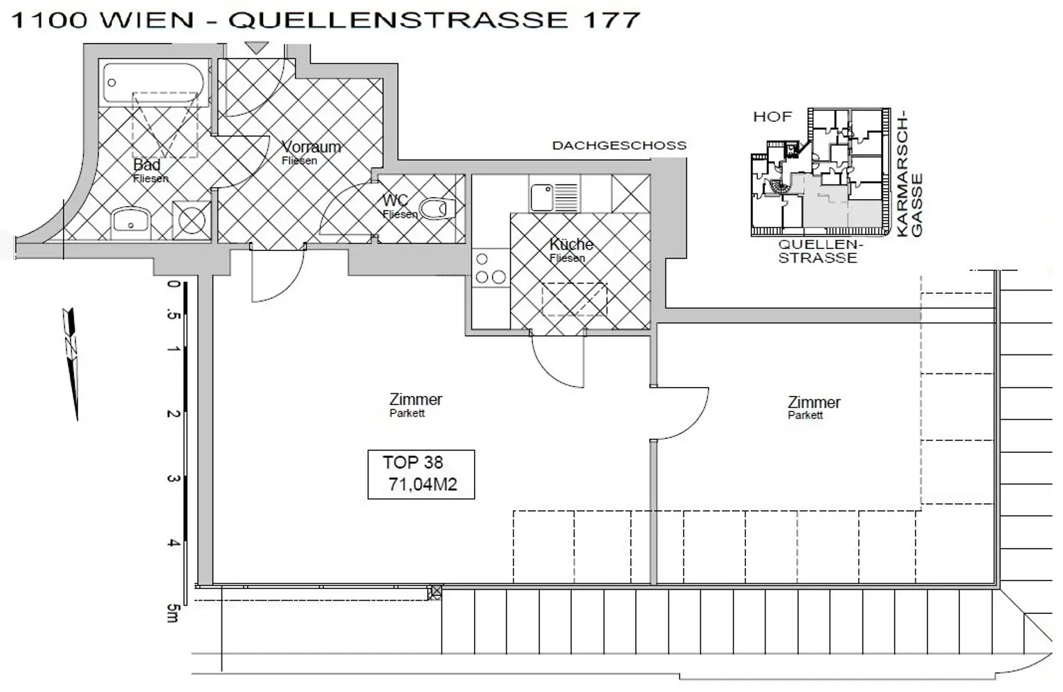 Super geschnittene 2-Zimmer-Wohnung im Dachgeschoss!