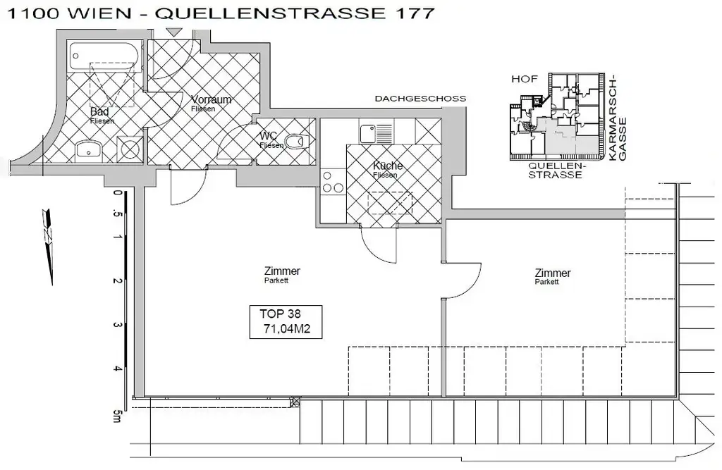 Super geschnittene 2-Zimmer-Wohnung im Dachgeschoss!