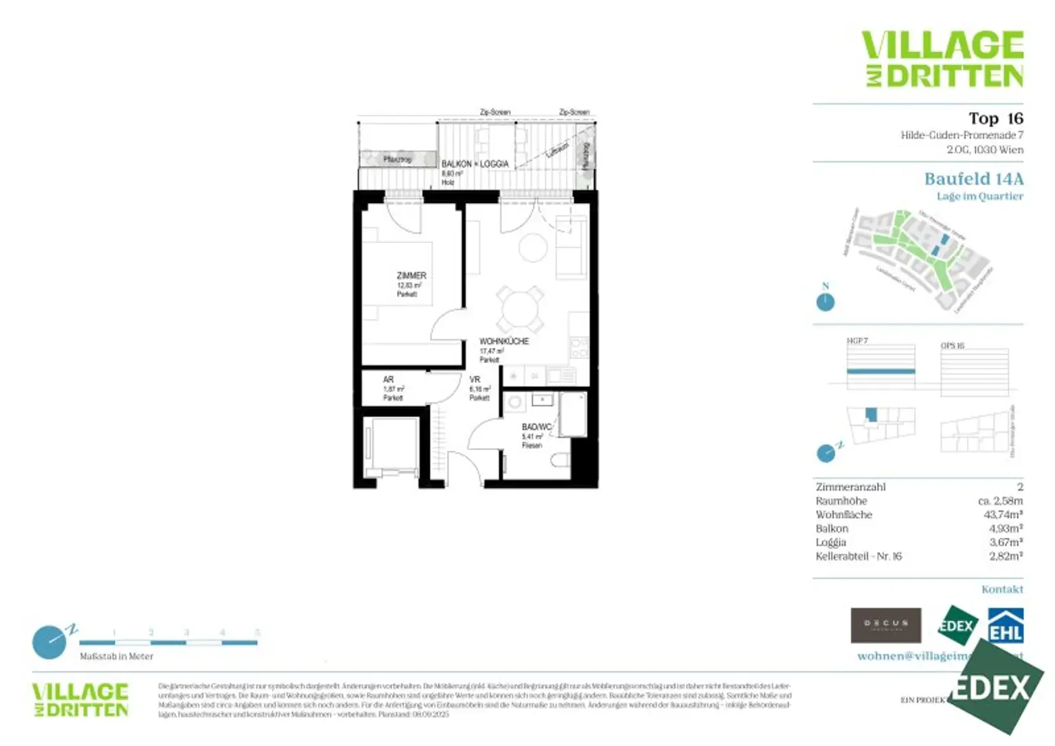 VILLAGE IM DRITTEN | MODERNE 2-ZIMMER ANLEGERWOHNUNG MIT BALKON