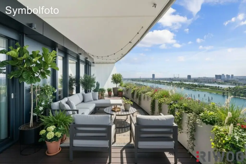 DANUBE PENTHOUSE mit XXL Freifläche Richtung Innenstadt ** 4 Zimmer & 3 Bäder