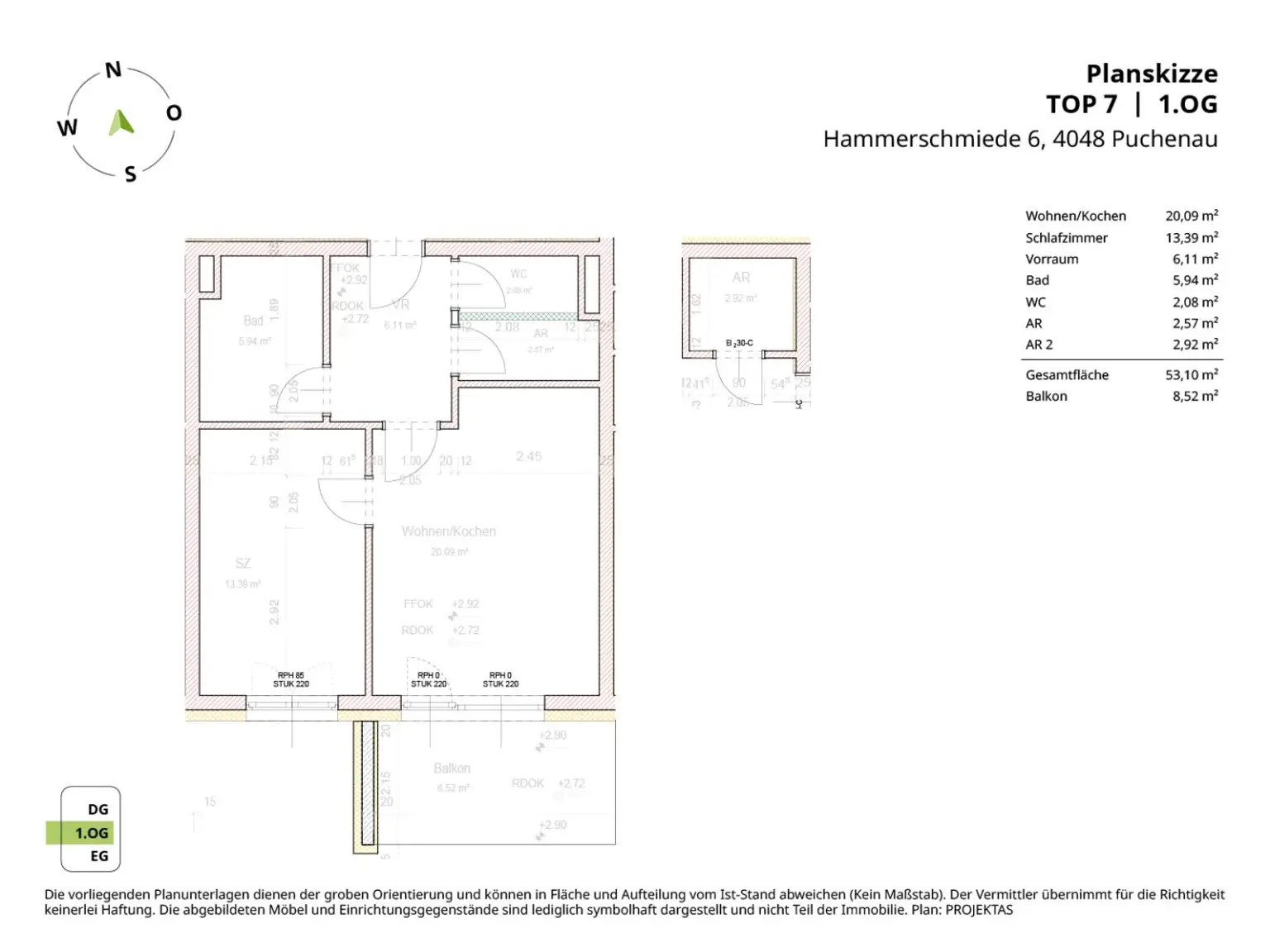 Wunderschöne 2-Zimmer Wohnung mit großem Balkon in Puchenau!