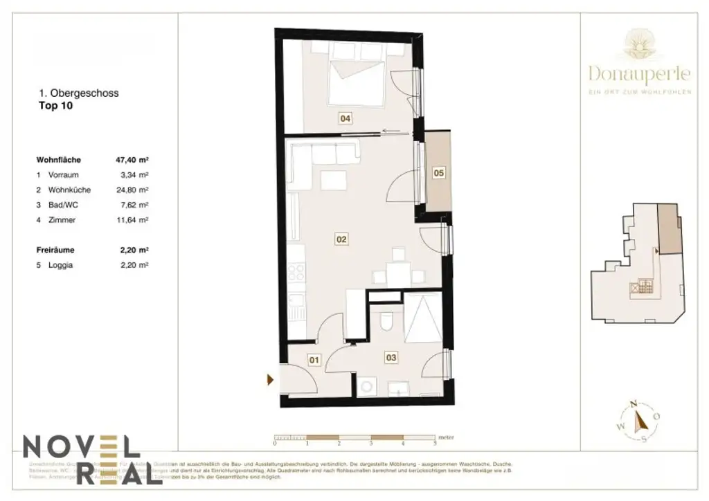 "DONAU PERLE" Traumhaftes Wohnen in Wien: 2-Zimmer-Erstbezug Wohnung mit Balkon in Top Lage!