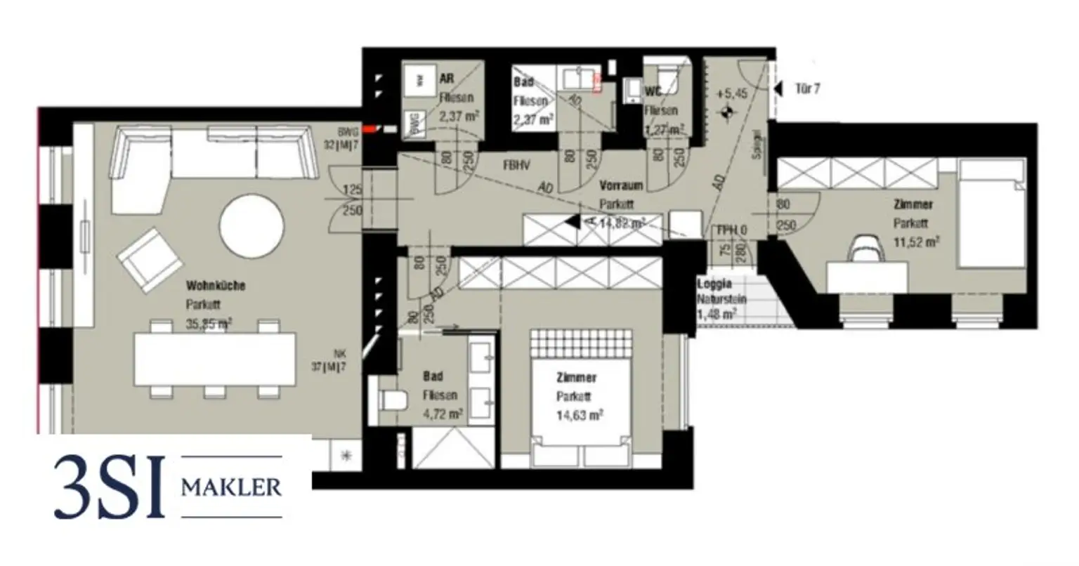 Wohnen mit Stil – Erstbezug mit Loggia & 2 Bädern