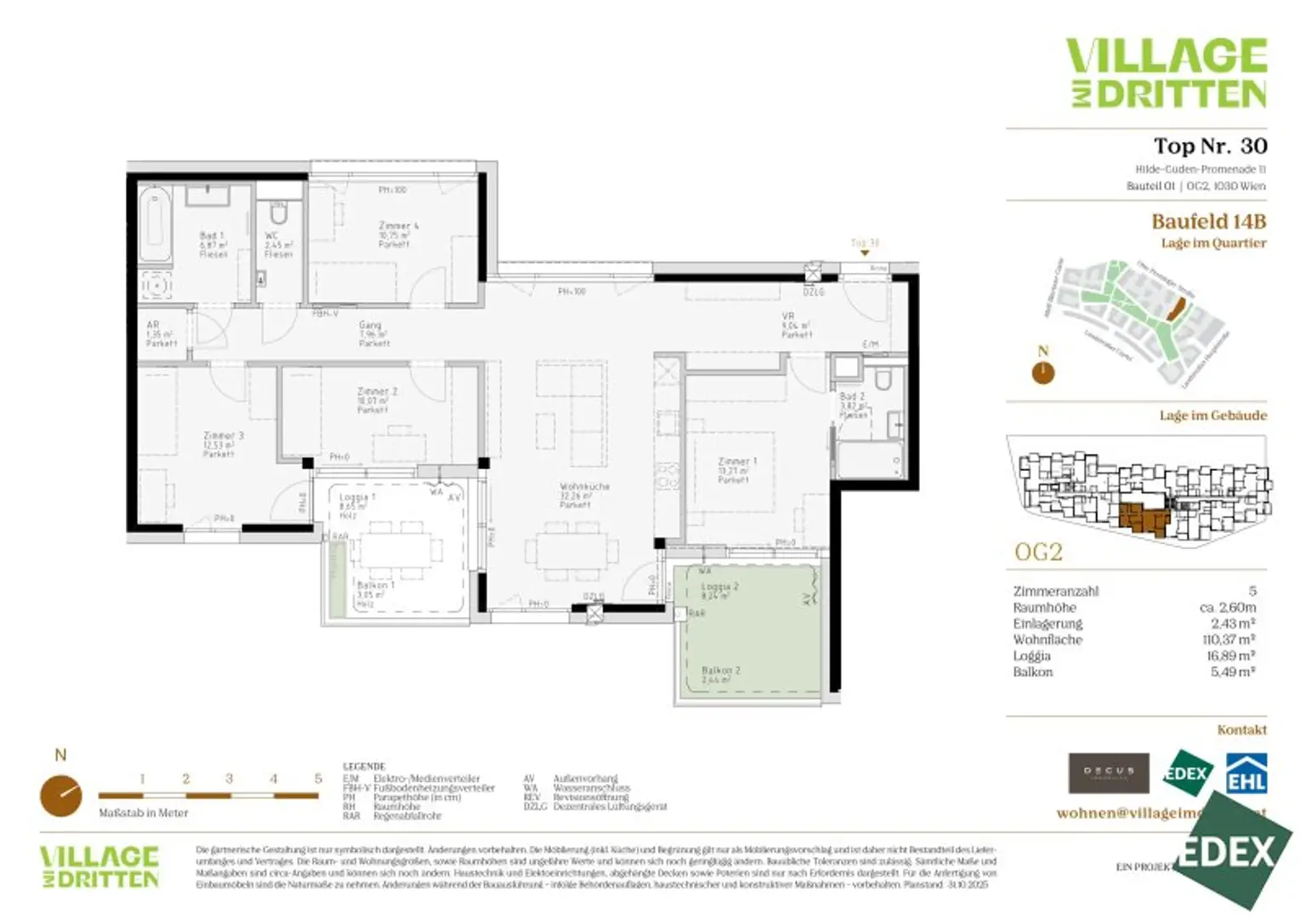 VILLAGE IM DRITTEN | BAUFELD 14B | MODERNE 5-ZIMMER FAMILIENWOHNUNG MIT BALKON & LOGGIA