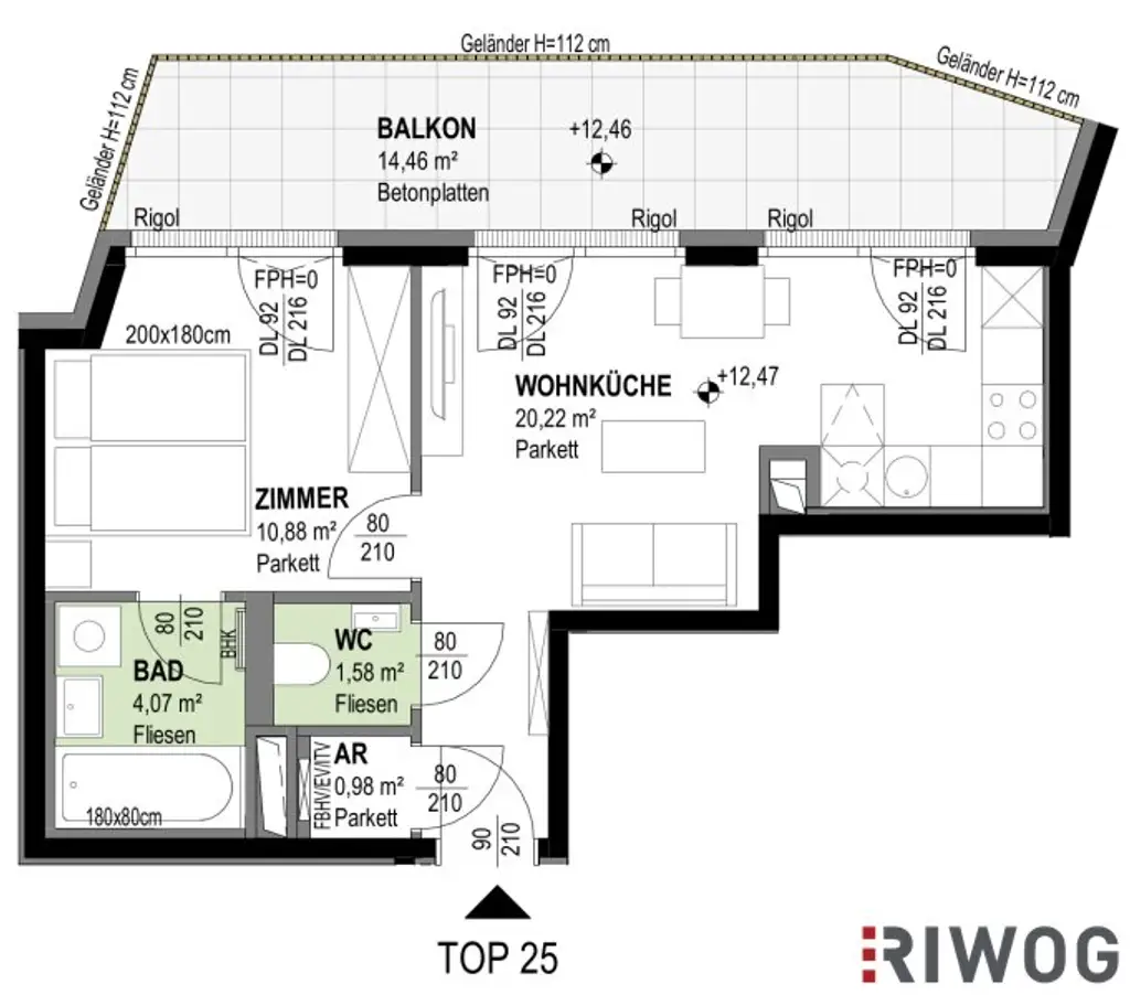 ERSTBEZUG mit Fernblick | Hofseitige 2-Zimmer Wohnung mit ca. 14 m² Balkon | Fernwärme | TG-Stellplatz optional | Nachhaltiges Wohnbauprojekt