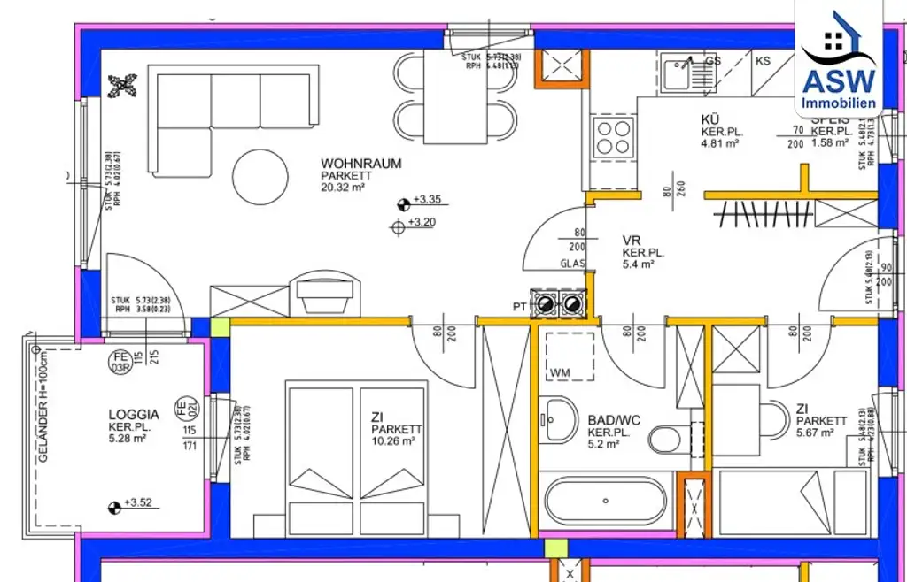 Schöne 2,5-Zimmerwohnung inklusive Küche mit schöner Loggia