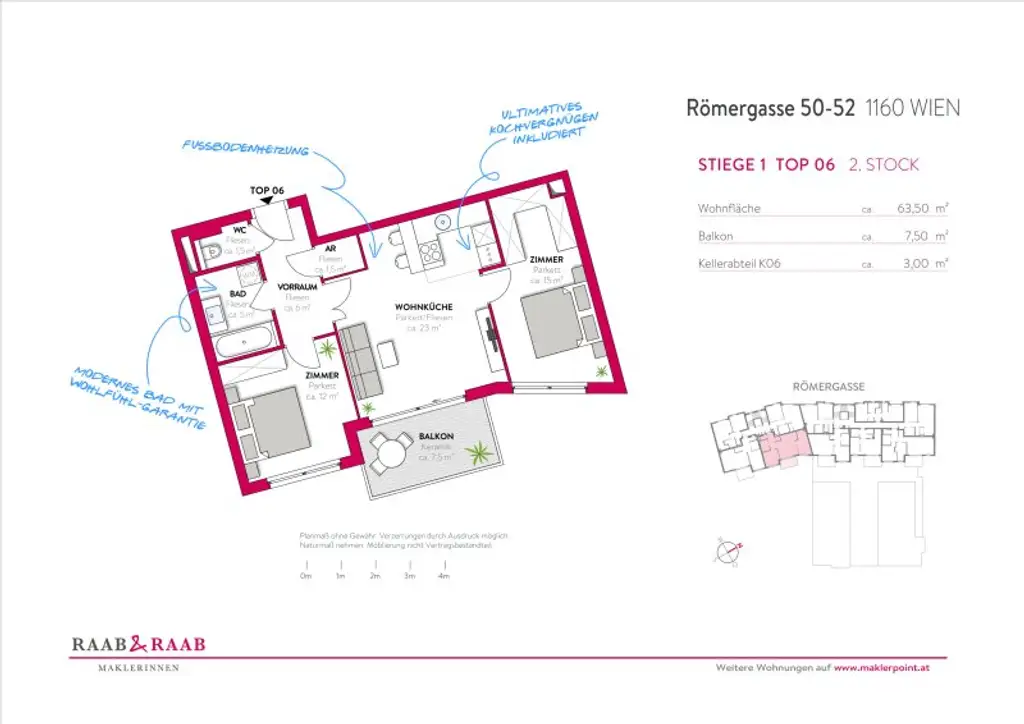 HOFSEITIG! ruhige 3-Zimmer-Wohnung mit bester Ausstattung!