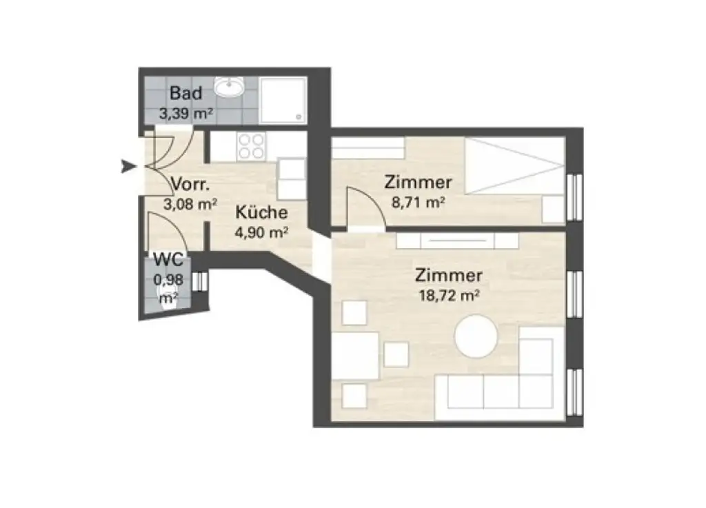 Top-Gelegenheit: Sanierte Altbauwohnung mit modernem Flair – ca. 40 m² in 1150 Wien
