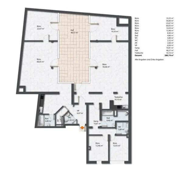 Traumhafte 6 - Zimmer - Wohnung / Büro mit grünem Innenhof in ruhiger sensationeller Lage in Hernals