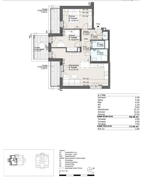 Anlage/Vorsorgewohnung: Klimaaktiv-zertifiziert, ca. 68 m2, 3 Terrassen, niedrige Betriebskosten, hauseigene Tiefgarage!