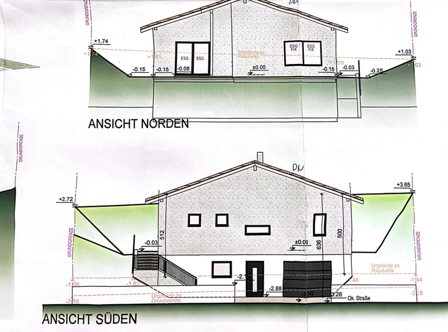 Baugrundstück mit Baubewilligung und Einreichplan für Einfamilienhaus, Garage und PKW Stellplatz