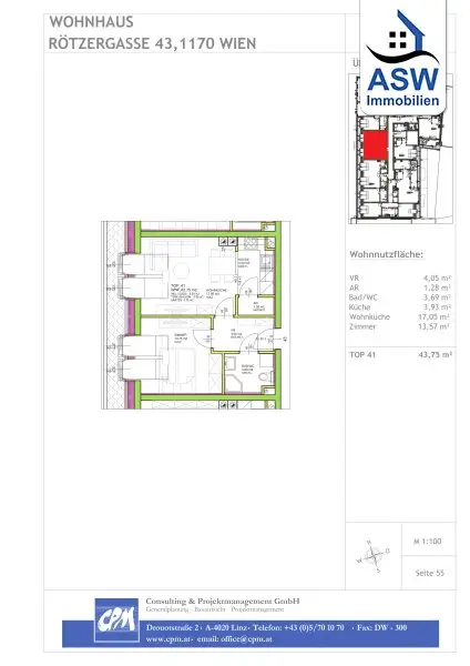 Sonnige 2-Zimmer Dachgeschoßwohnung mit Klimaanlage Nähe Elterleinplatz