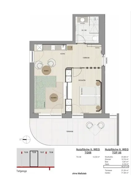 Ruhig gelegenes 2-Zimmer-Appartement in hervorragender Lage von Oberndorf!