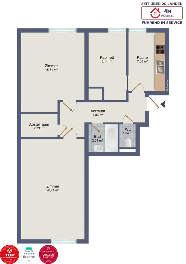 Familienfreundliche  4-Zimmer-Wohnung mit guter Ramaufteilung.