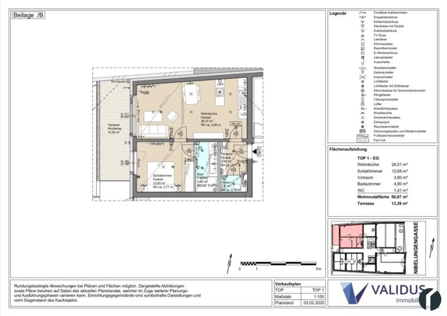 Klimatisierte 2-Zimmer-Wohnung mit Terrasse und Gemeinschaftsgarten im Herzen von Tulln