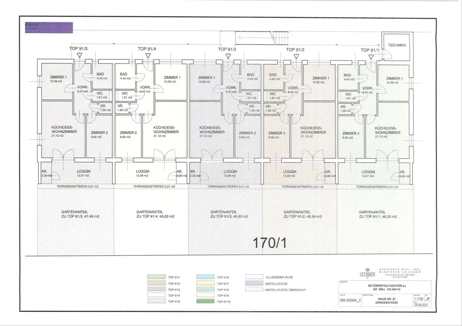 Grundriss Top 1 bis 5