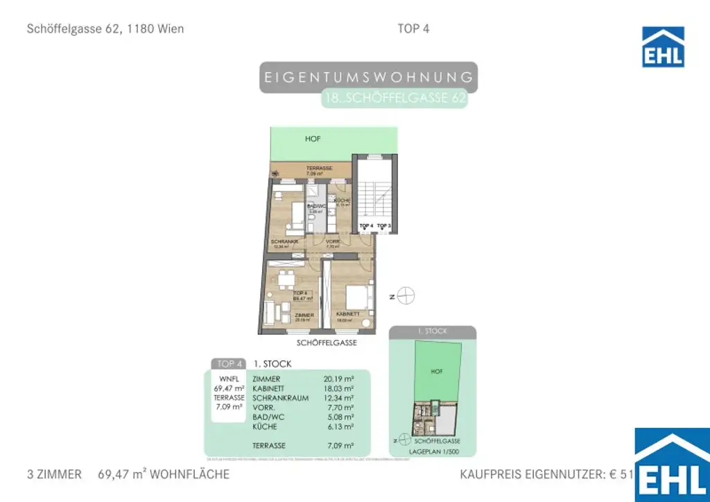 Sanierte 3-Zimmer-Wohnung mit Hofterrasse!