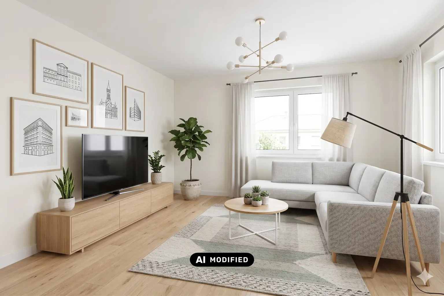 Gestaltungsvorschlag Wohnzimmer mit KI bearbeitet