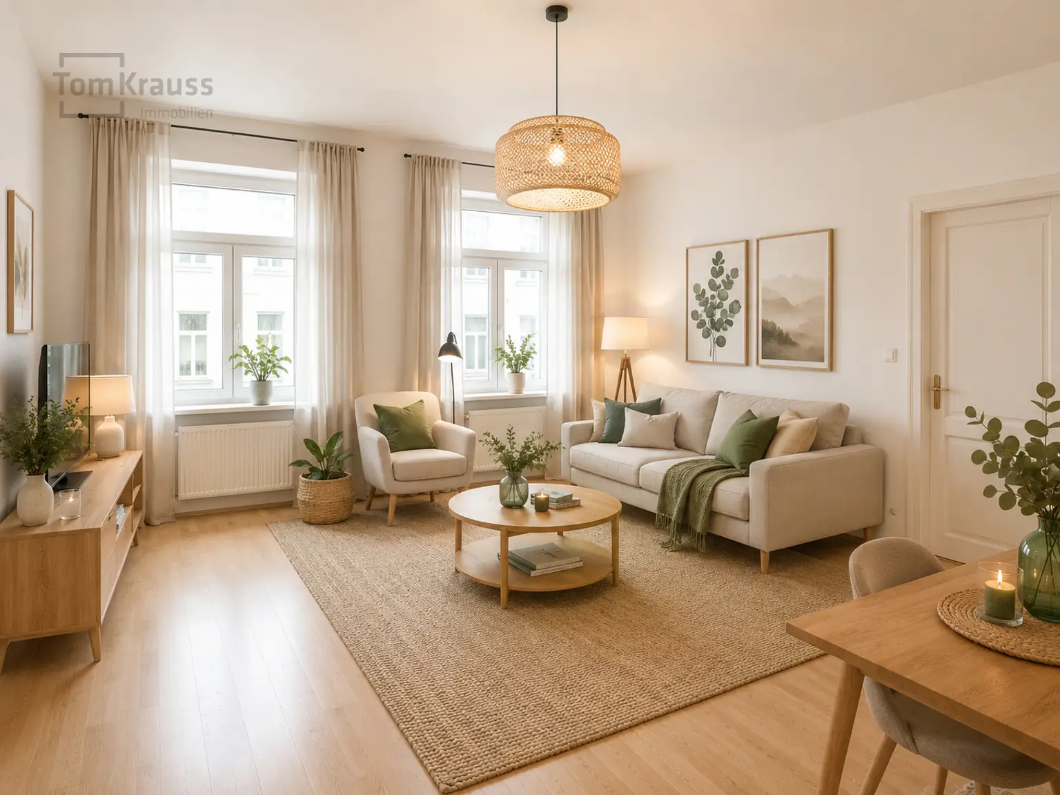 Wohnzimmer digital möbliert