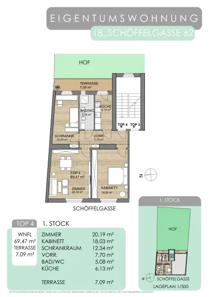 Ruheoase - 3-Zimmer-Altbauwohnung mit Terrasse, im 18. Bezirk!