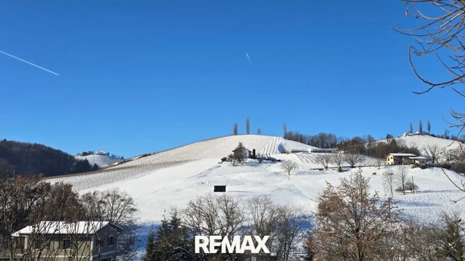 Ausblick vom Garten im Winter