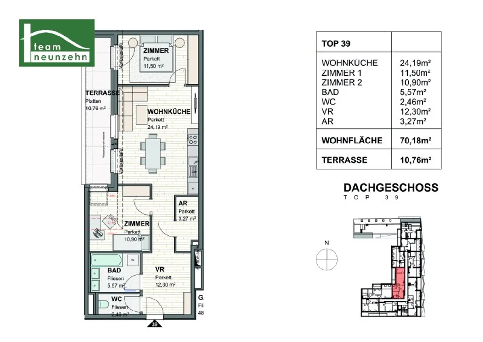 Moderne 3-Zimmer-Dachgeschosswohnung in idealer Lage! Karmeliterhof - Neubauwohntraum beim Rathausplatz