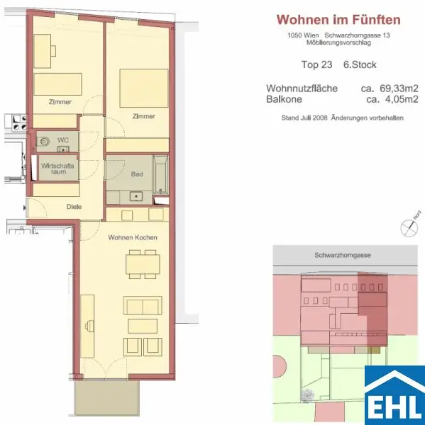 Moderne 3 Zimmerwohnung mit Balkon in Margareten