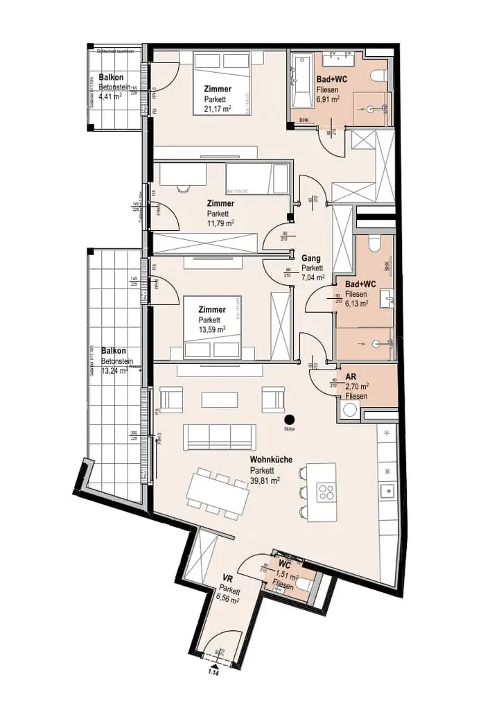 "Wohnoase Siebenbrunnengasse 44 - Großzügig Wohnen mit Westbalkon - Nachhaltig. Ruhig. Besonders."