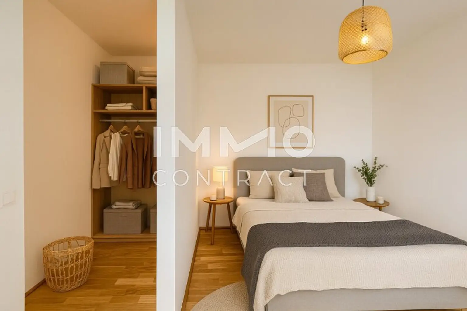 Visualisierung Schlafzimmer mit begehbarem Schrank