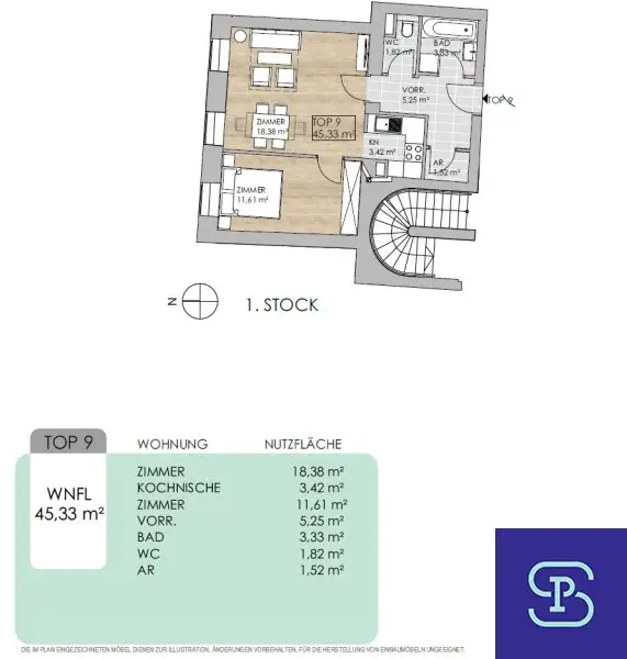 Renovierter 45m² Altbau mit 2 Zimmern und Einbauküche Nahe Elterleinplatz - 1170 Wien