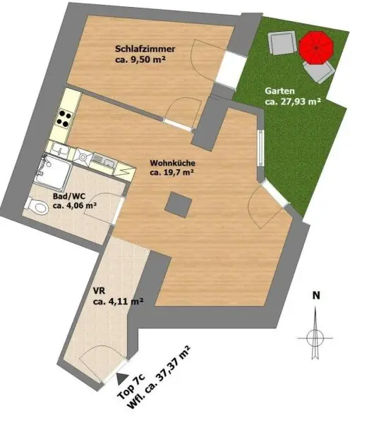 Innenhofseitige Gartenwohnung nahe Wertheimsteinpark und Heiligenstadt